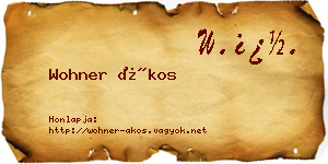 Wohner Ákos névjegykártya